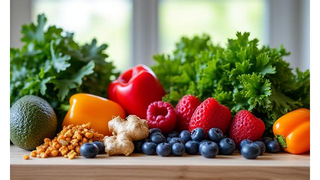 Colorful array of anti-inflammatory foods