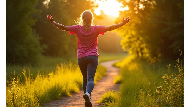 Person walking outdoors, symbol of vitality