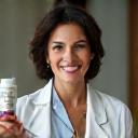 A woman with a thoughtful expression, analyzing a dietary supplement bottle. Image represents expert review.