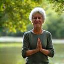 Woman doing gentle yoga, representing exercise for hormonal changes.
